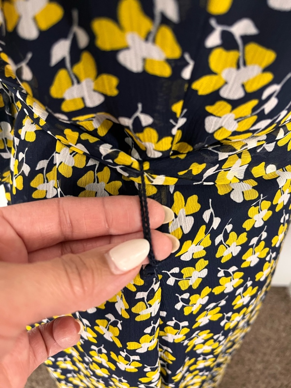 MSK Floral Midi Dress Size 12 Black Yellow White Floral V-Neck - Picture 9 of 11